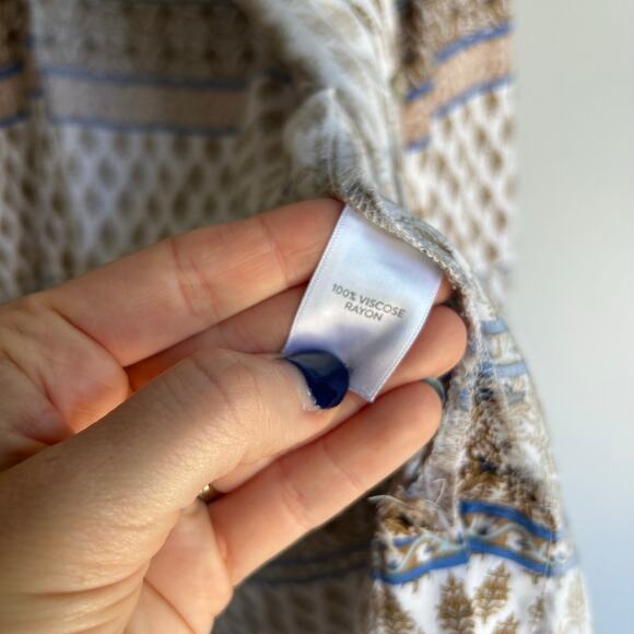 J. Jill  Floral Damask Print Button Tunic Dress Coverup Blue Medium Patchwork - Picture 6 of 8